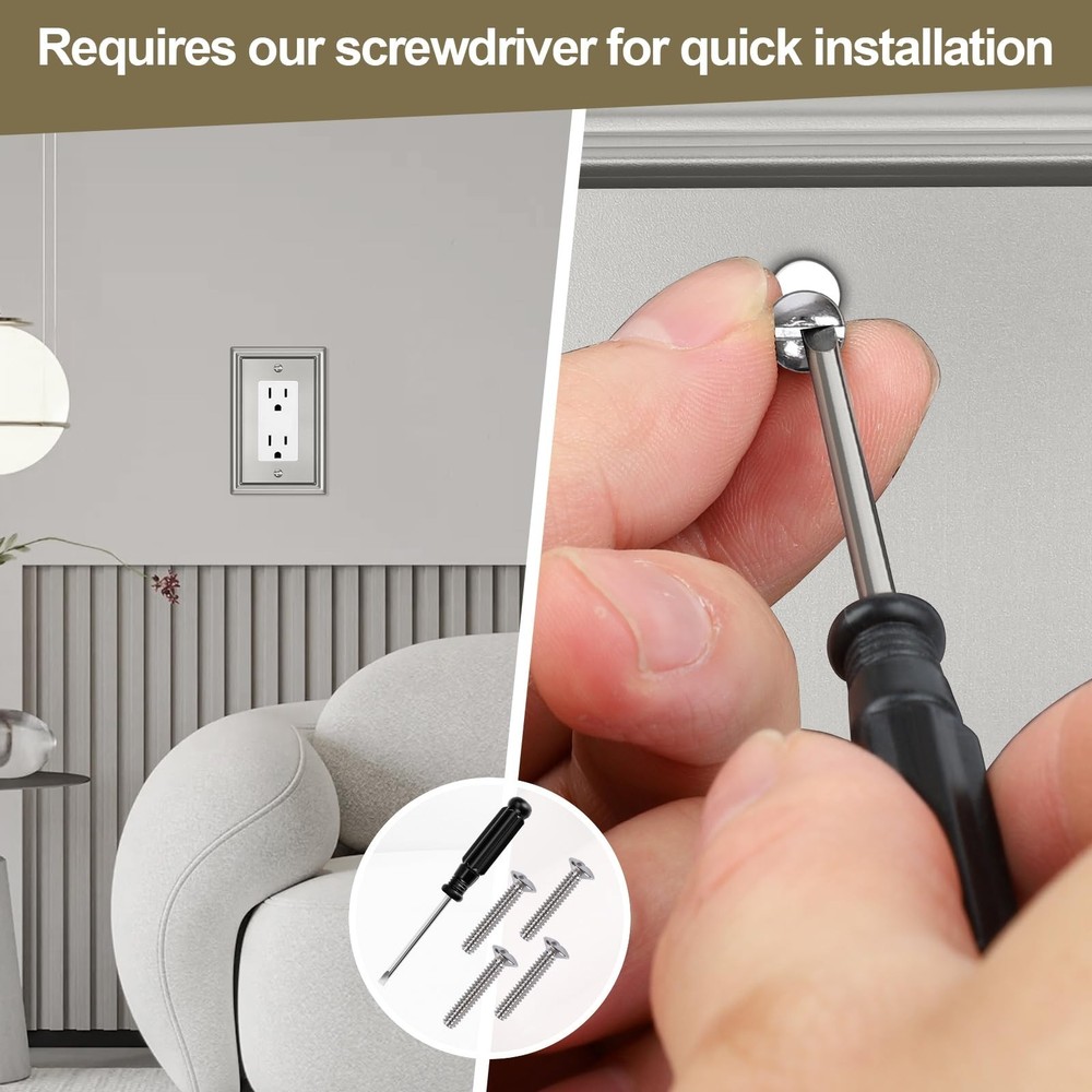 6 Pack Single Decorator Switch Covers Wall Plate, Brushed Nickel Decorative R...