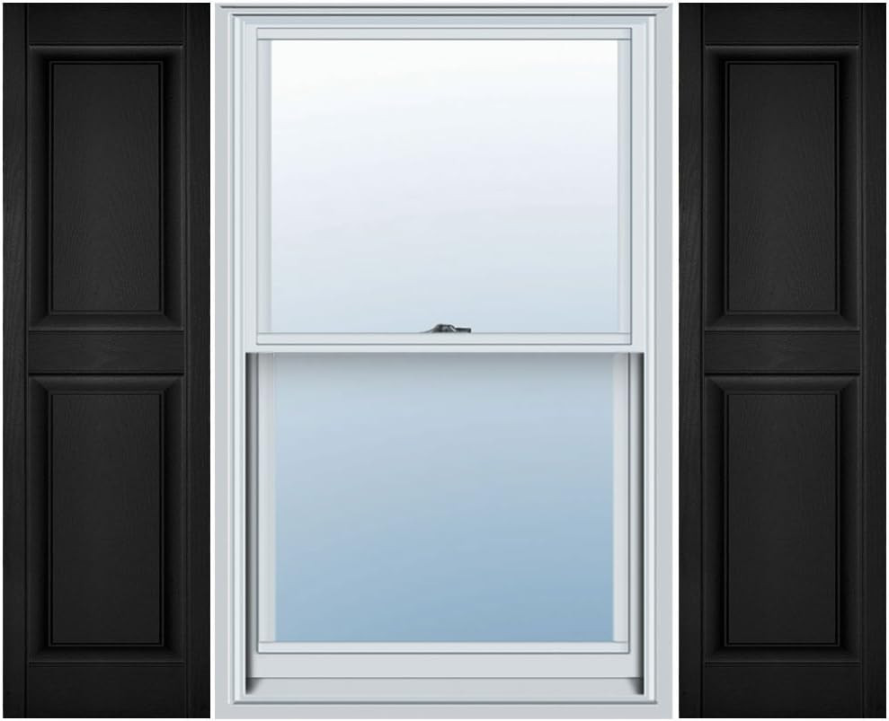 Custom Black Raised Panel Shutters - 12"W x 57"H (Pair)
