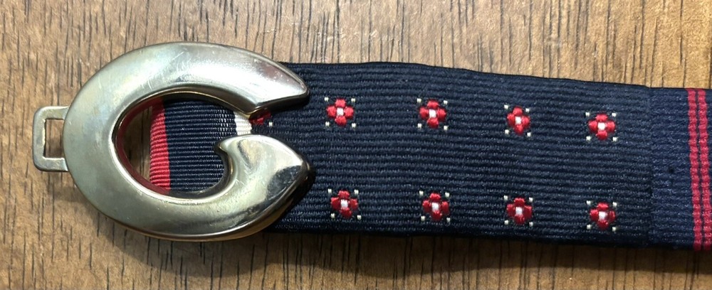 Patchpoint Ribbon Belt Sz 32 Adjustable 1”Wide 2pc Bkl VGUC