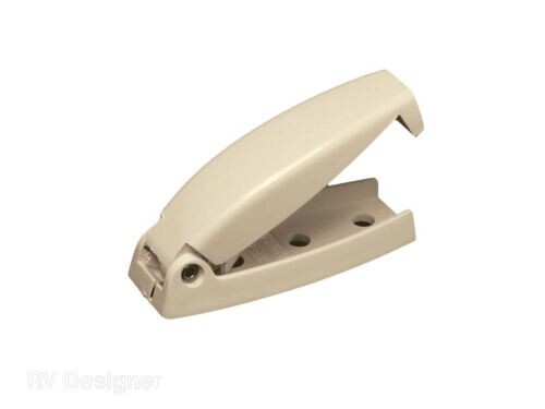 RV Designer E209, Plastic Rounded Baggage Door Catch, Colonial White, 2 PK