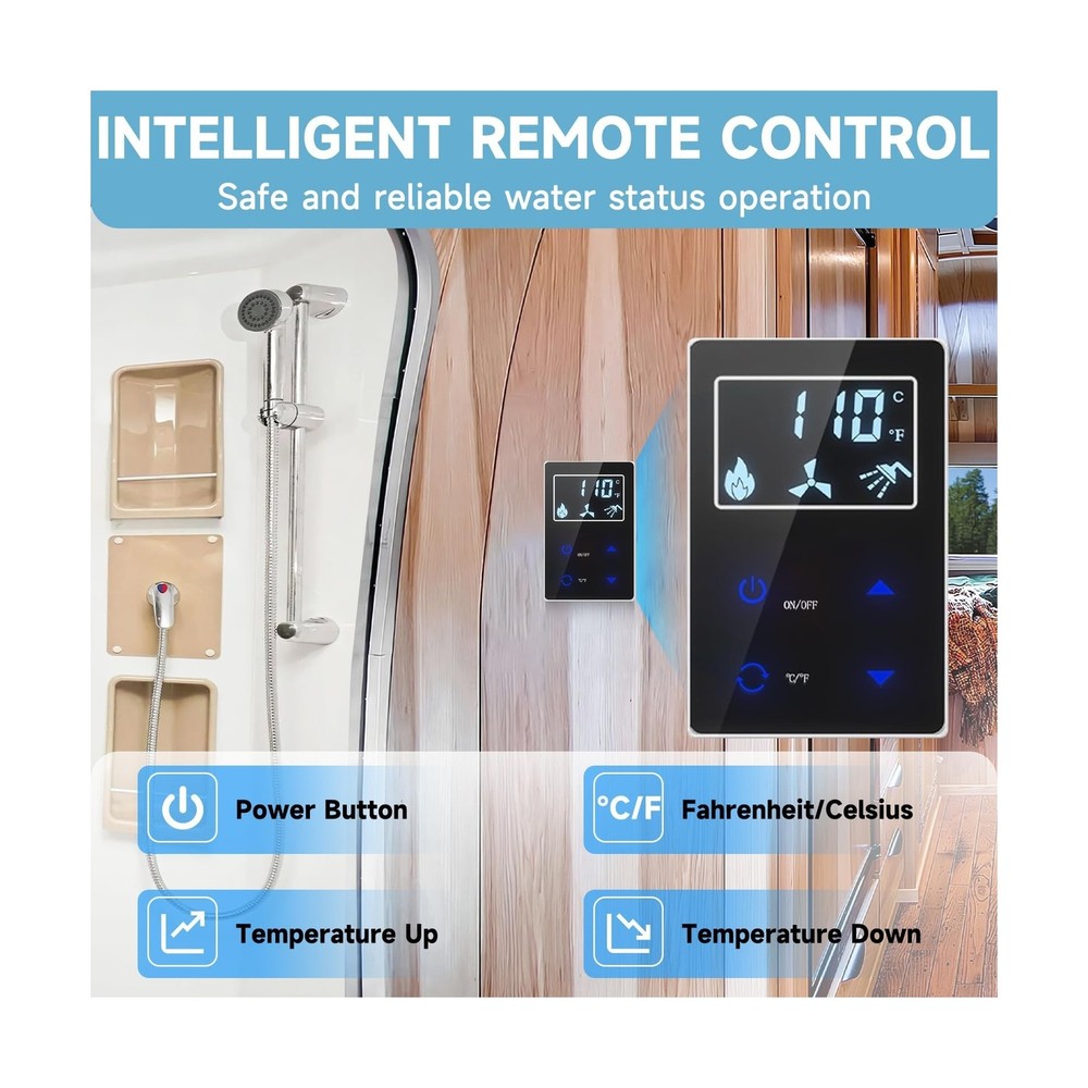 RV Tankless Water Heater,55,000 BTU RV Instant Water Heater with Remote Contr...