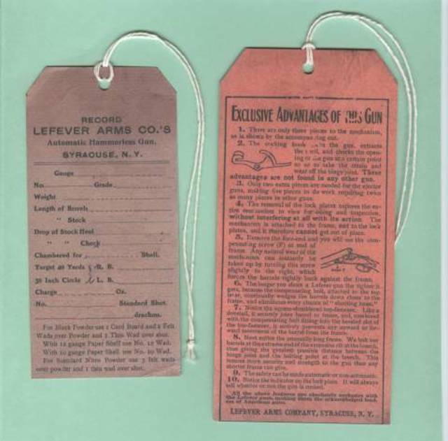 Lefever Hang Tag Set Reproduction
