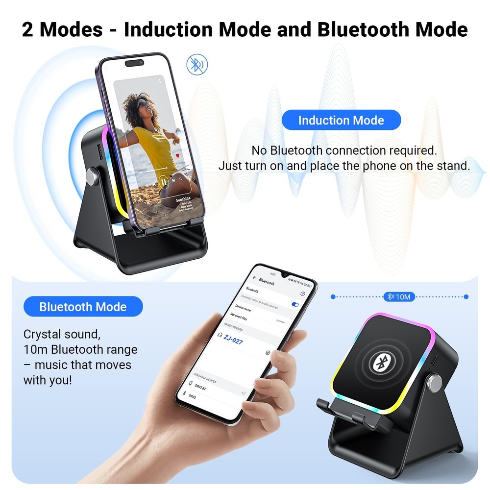 Induction Speaker with Phone Stand 5 in 1 Wireless Induction Bluetooth Audio ...