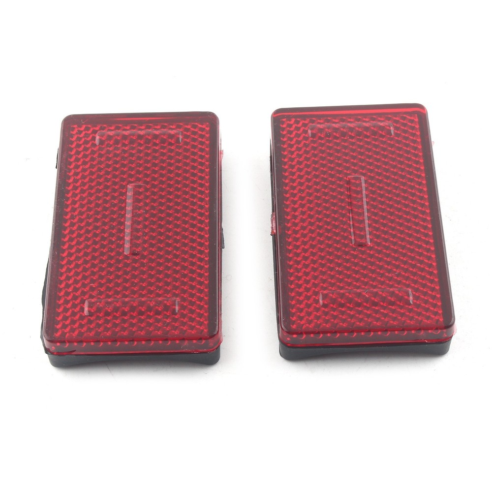 2PCS Red Rectangular Reflector For Universal Motorcycles ATV Dirt Bikes