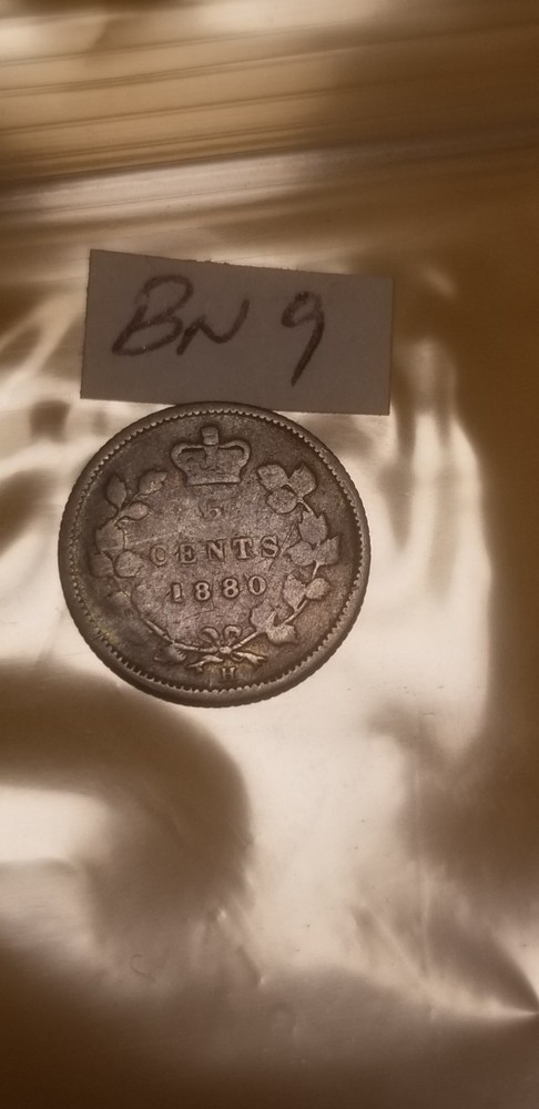 Canada 1880 H 5 Cent Silver Coin Idbn5.