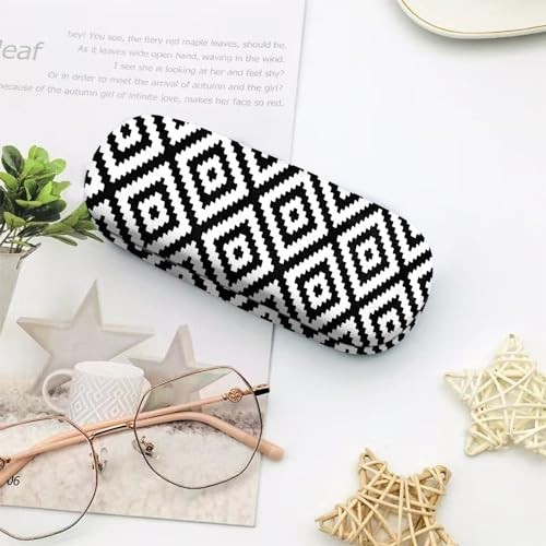 Deokke Glasses Case Hard Shell Eyeglass Protective Case L20-black White