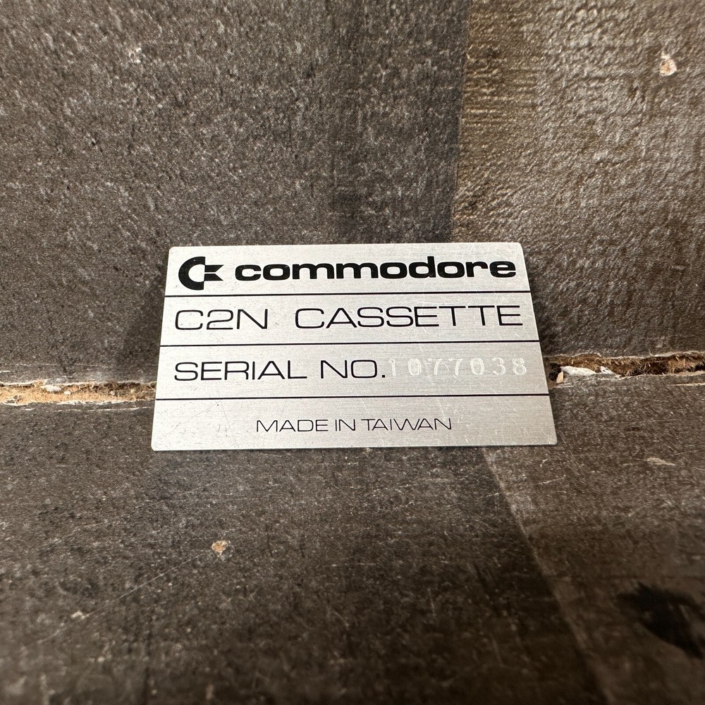 Commodore C2N Datasette Cassette -Serial # Plate Only