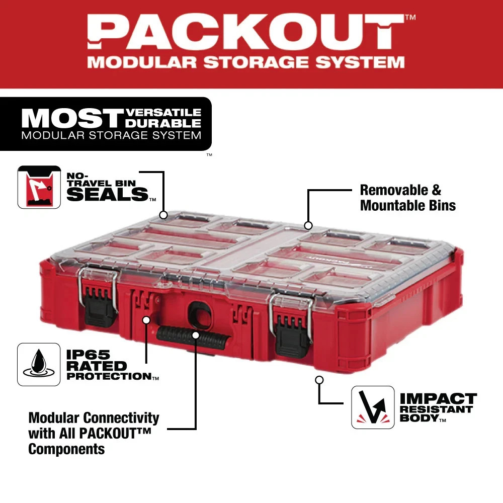 Milwaukee 48-22-8430 10-Bin Impact Resistant Polymer Packout Organizer
