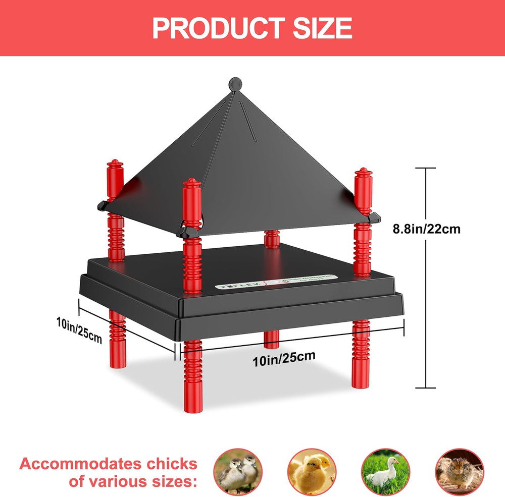 Chick Brooder Heating Plate with anti Stand Cone, Brooder Heater for Chicks (10"