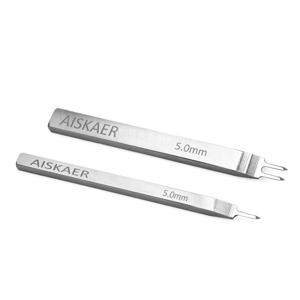 Aiskaer Leather Stitching Punch Set, Diamond Chisel Tools, 5mm 5mm, Silver
