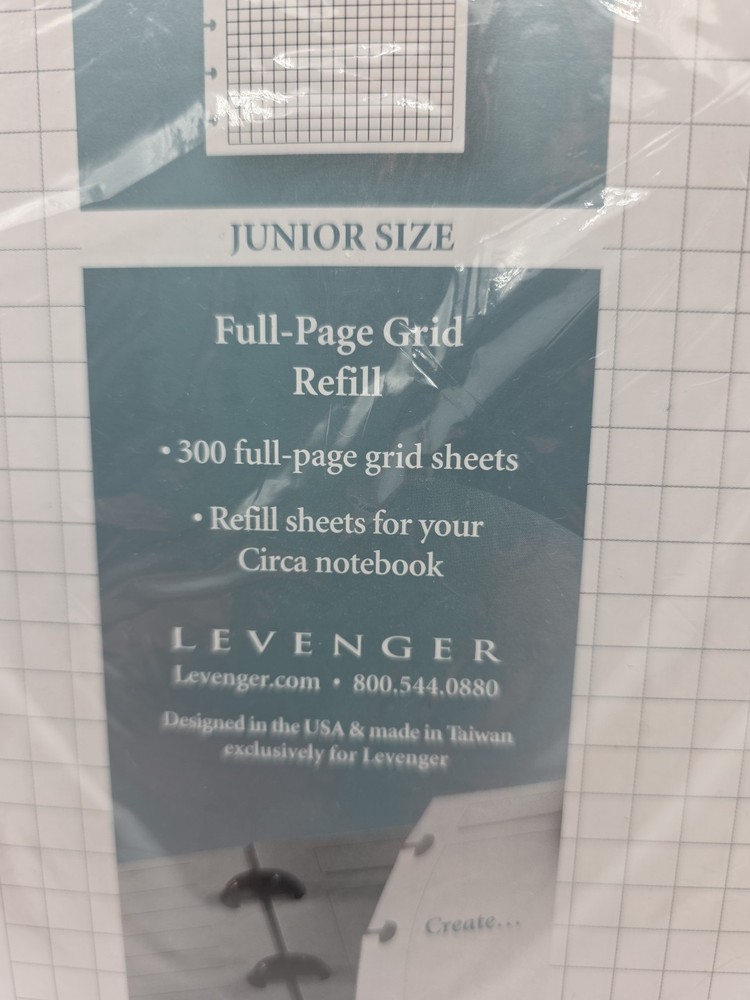 Levenger Junior Size Full Page Grid Refill Sheets For Circa Notebook Open Pack