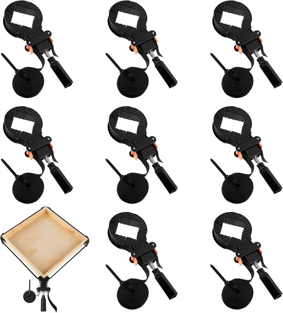 Quick Release Strap Clamps for Woodworking - 8 Pack Adjustable Frame Tool