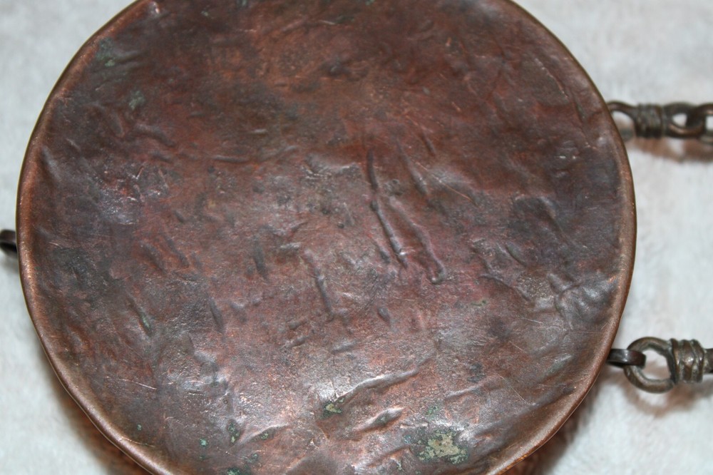 Antique Islamic Valuables Copper Chained Lidded Box