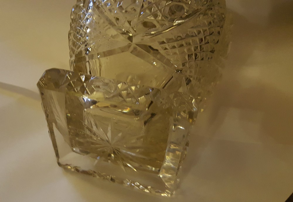 Cut Glass Scent Bottle with Silver Collar - dated 1907