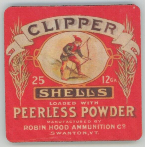 Clipper Shells 12 gauge Ammo Box COASTER - Robin Hood Peerless Powder