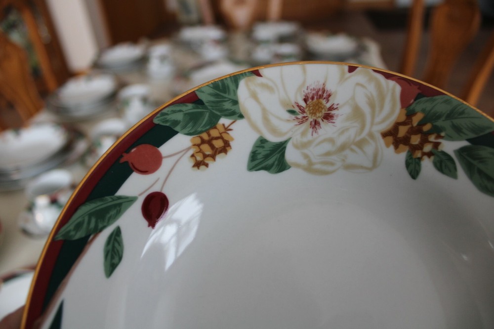 Tienshan Magnolia Dinnerware Set 5 Piece Place Setting For 12 & Serving Platter