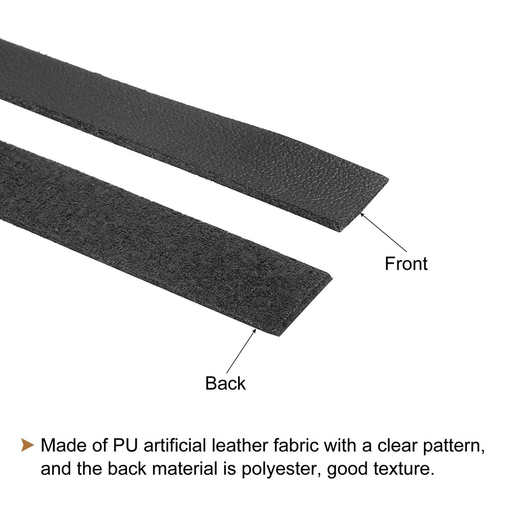 Faux Leather Straps Strip Leather String 1cm/0.4" Width, Black,2pcs