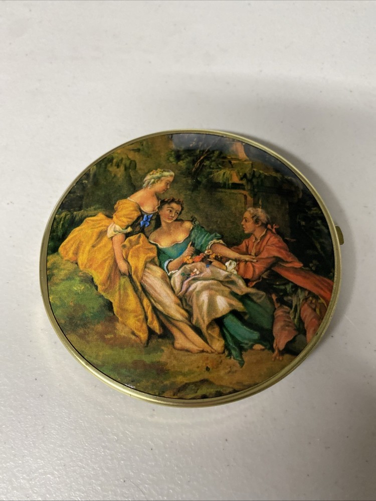 Vintage compact double mirror • Victorian style artwork