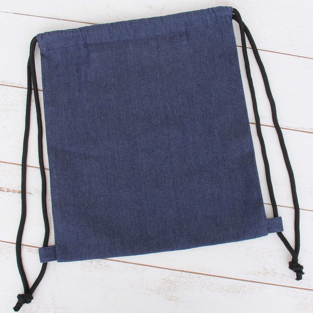 Threadart 100% Cotton Drawstring Backpacks - 3 Pack - Denim 15.75" x 13.75"
