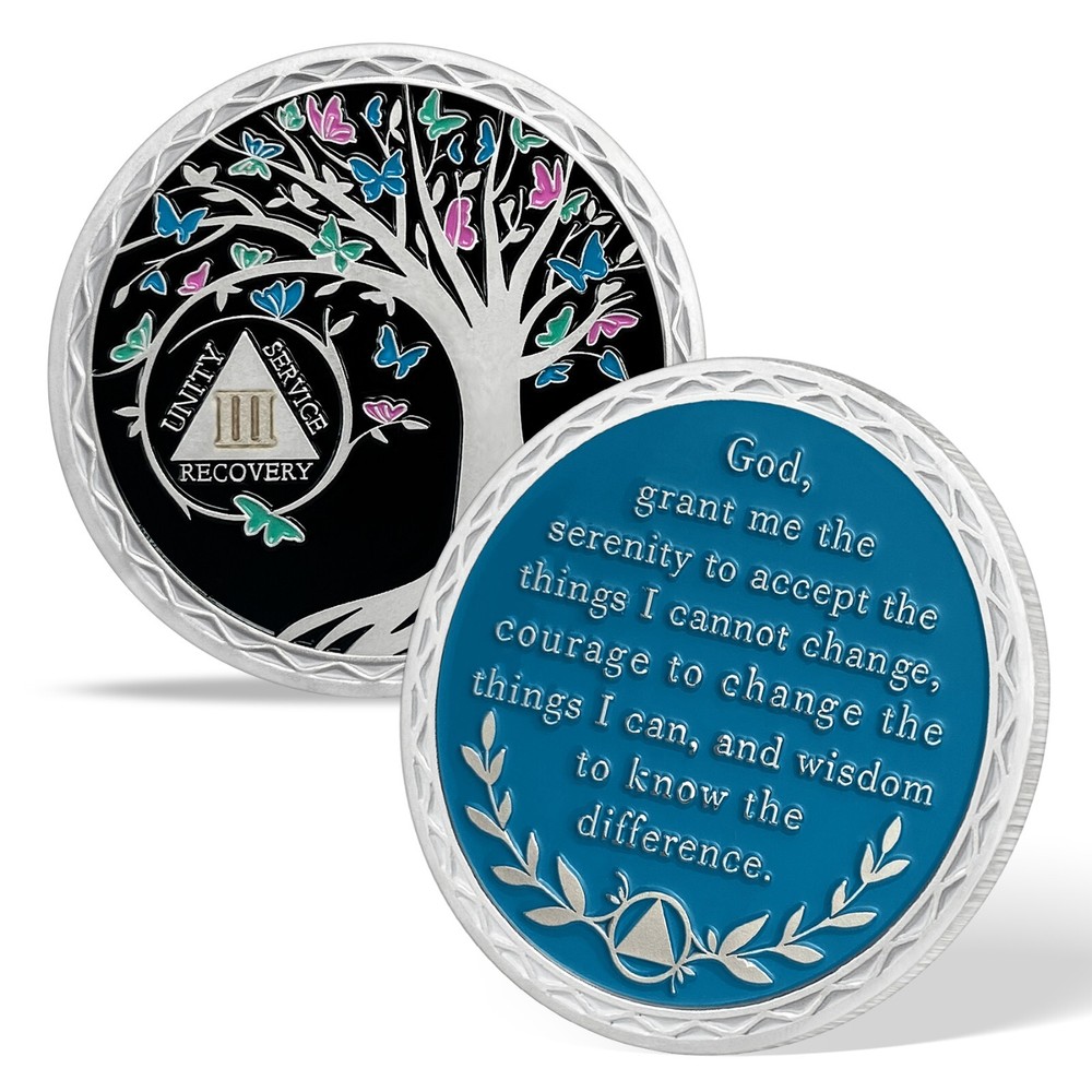 3 Year Sobriety Coin, AA Chips Medallion Alcoholics Anonymous Three Years Sober