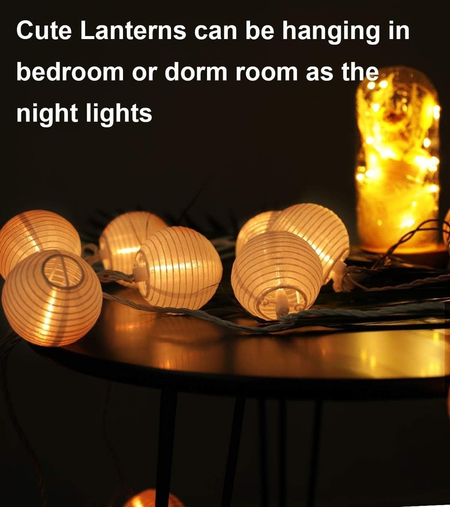 Mini Lantern Lights String Outdoor, 3 Inch Globe Lantern String Lights for Be...