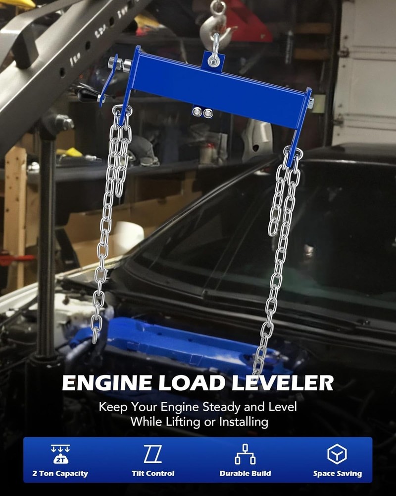 4000 lb Engine Hoist Load Leveler, 2 Adjustable Chains for Stable Engine Support