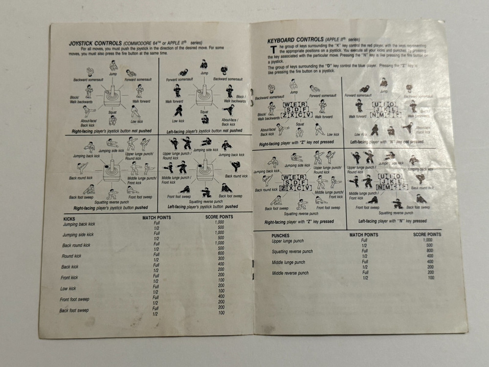 DATA EAST KARATE CHAMP Instruction Manual ONLY, 1985