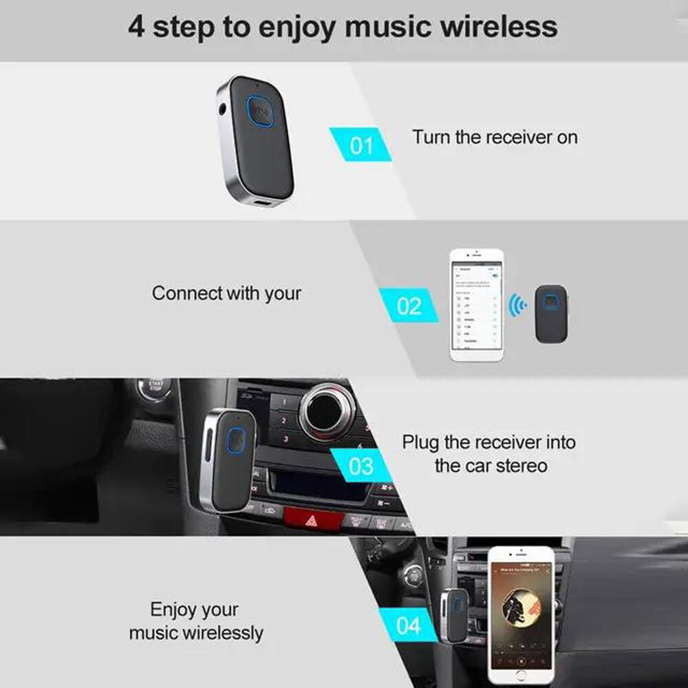 Electronic Bluetooth Transmitter Call Music Receiver AUX Adapter Headphone iPod