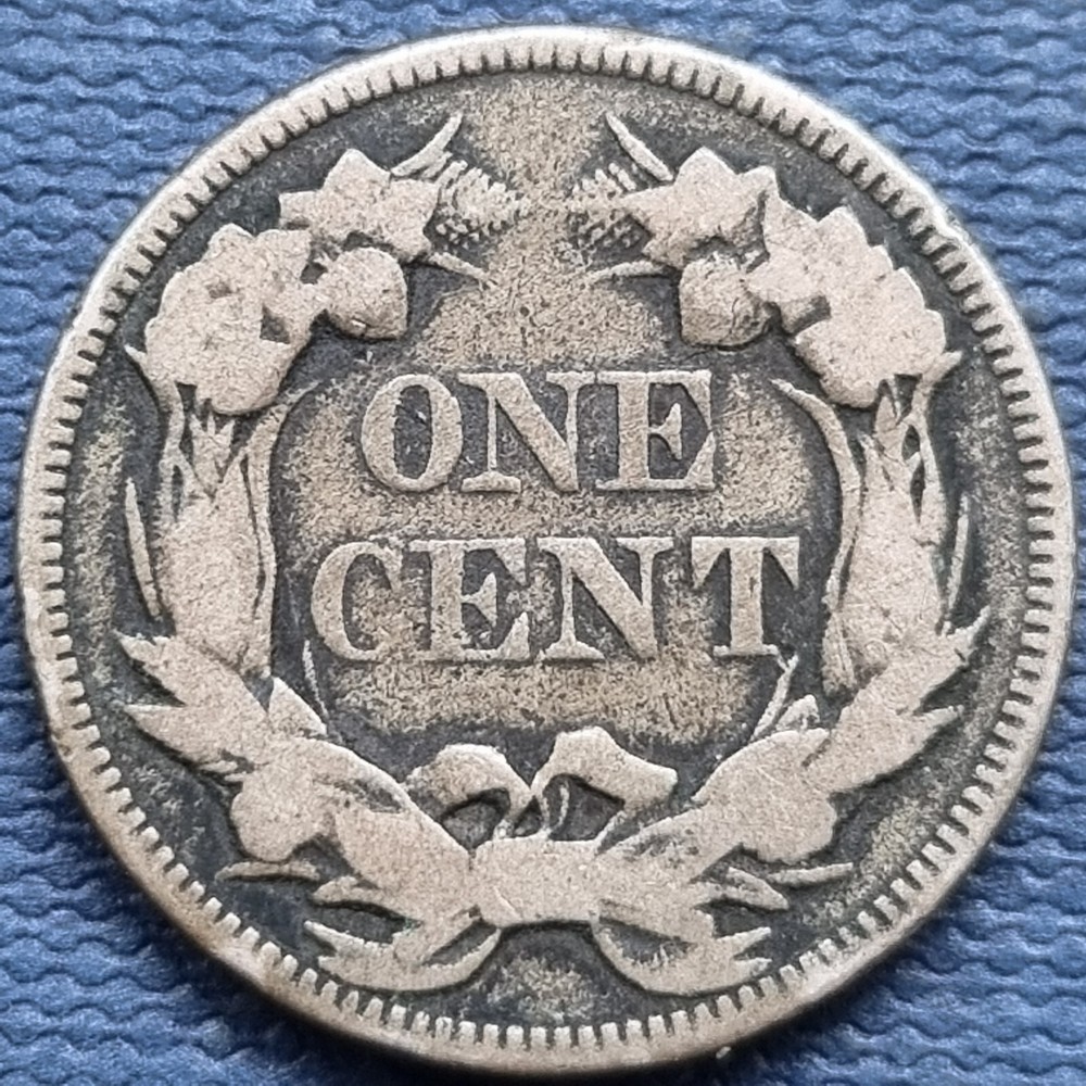 1857 Flying Eagle Cent 1c Better Grade Clashed Dies with Seated Half #76899