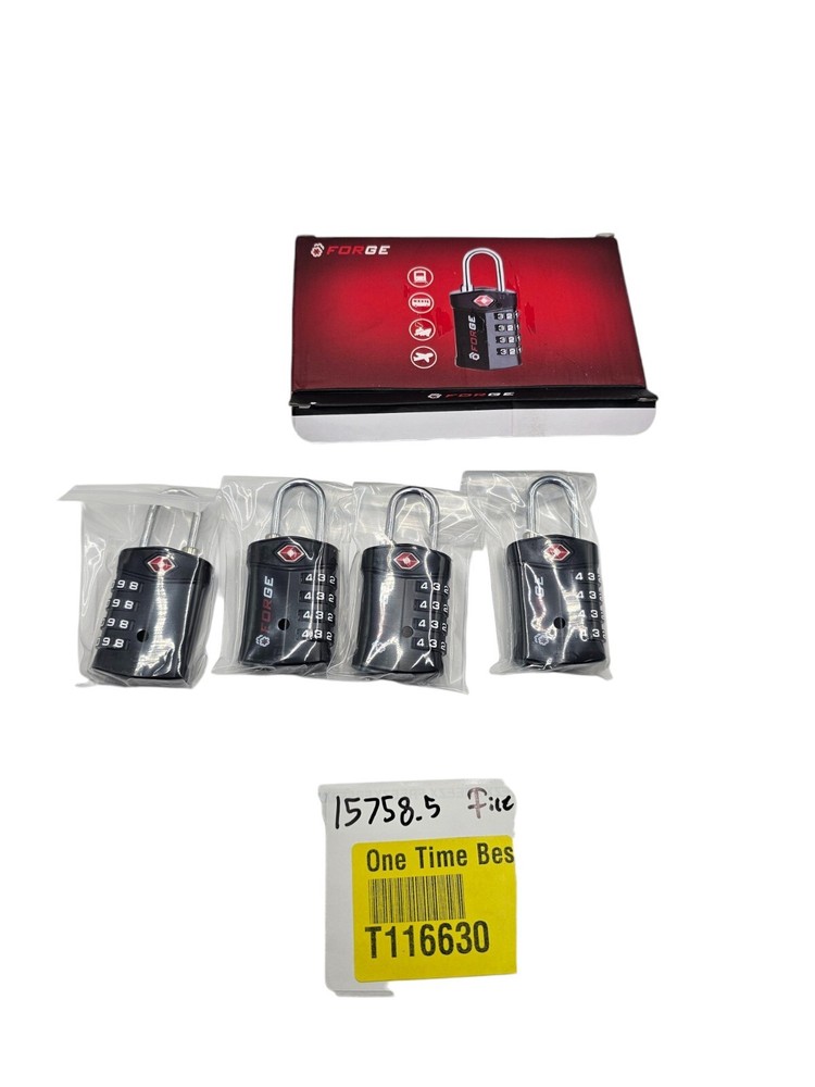 8-Pack Forge Luggage Combination Lock TSA17019 Easy Read Dials Black