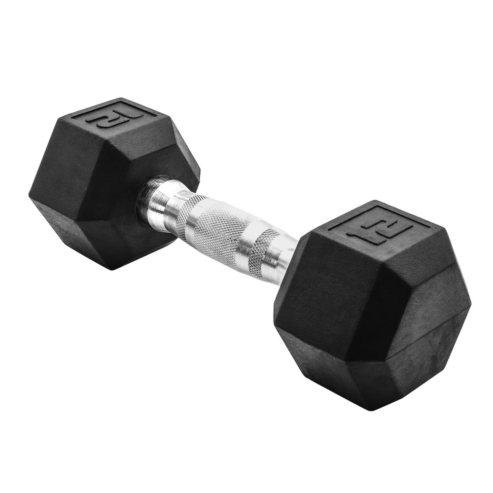 Barbell, 12lb Rubber Hex Dumbbell, Single