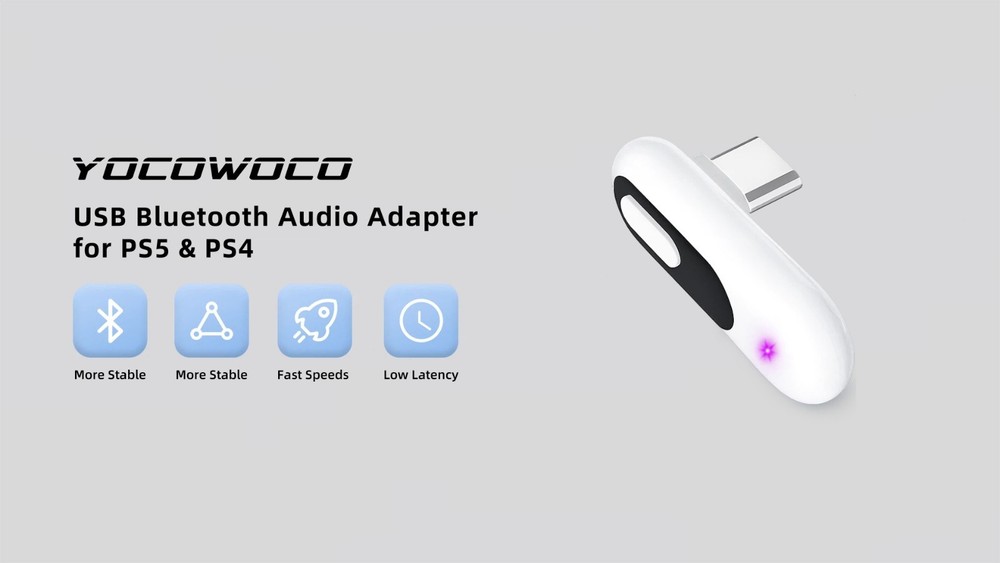 USB-C Bluetooth Audio Adapter for PS5 PS4 - Low Latency Wireless Transmitter, ap