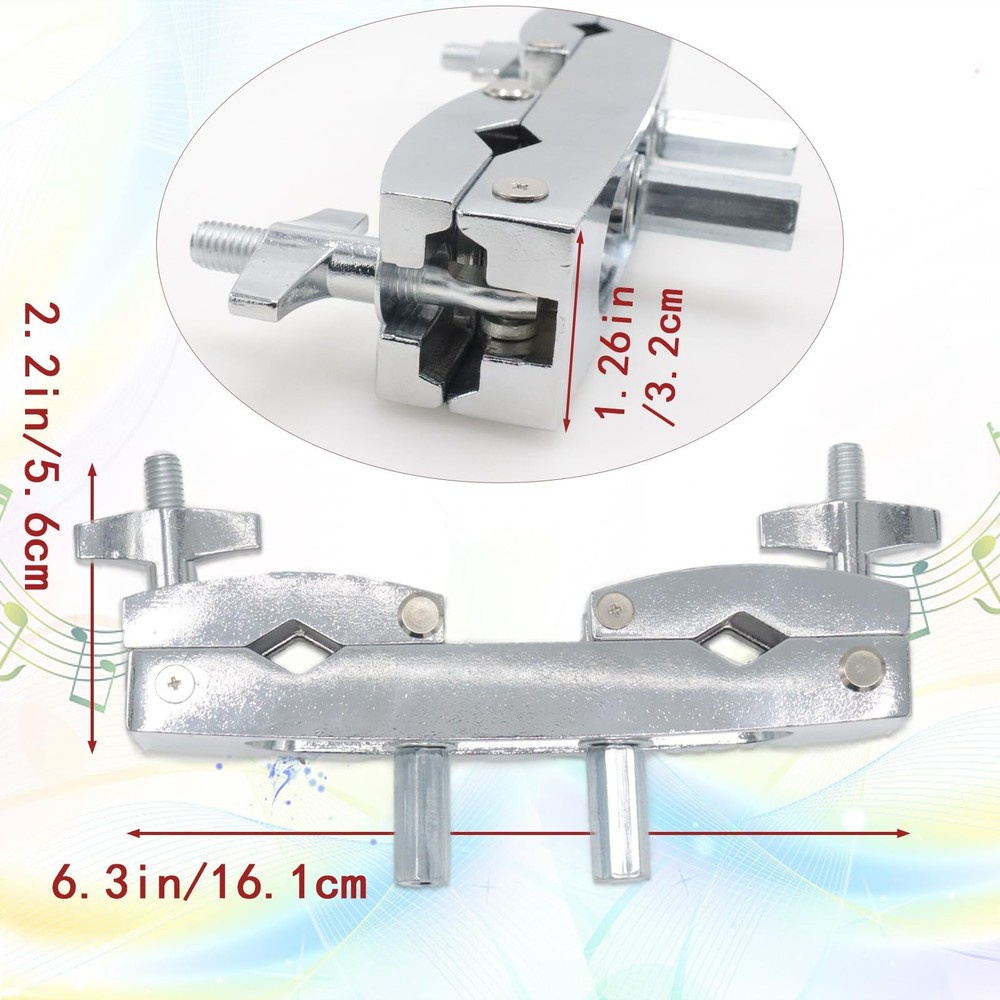 CashBeat Adjustable Multi-Clamp for Drum Cymbal – Quick Release Mount Silver