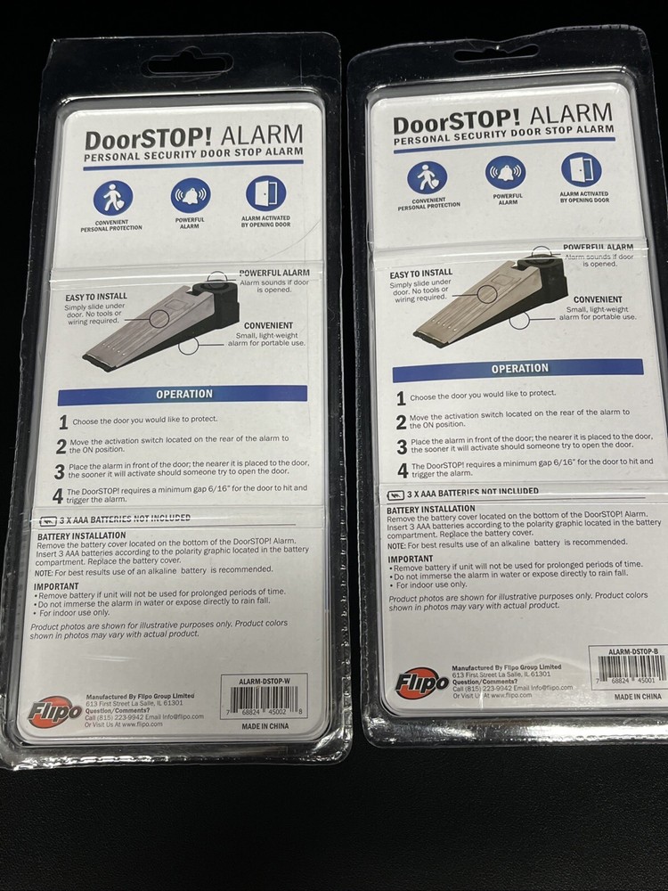 Flipo Security Personal Security Door Stop Alarm Hotel Room 2-Pack (E)