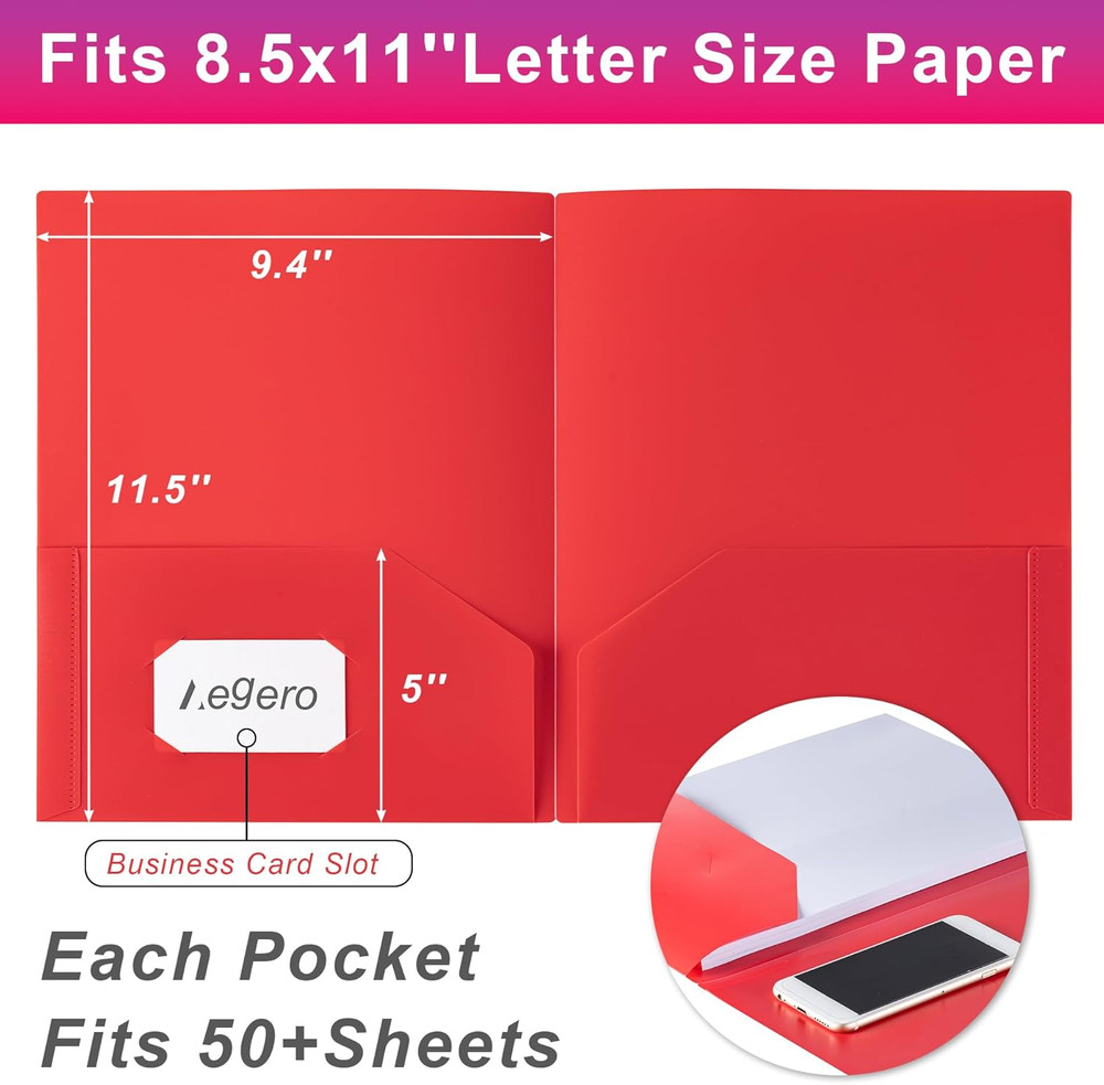 Plastic Folders with Pockets (7 Pack, Skyblue), Durable Heavy Duty File Folders