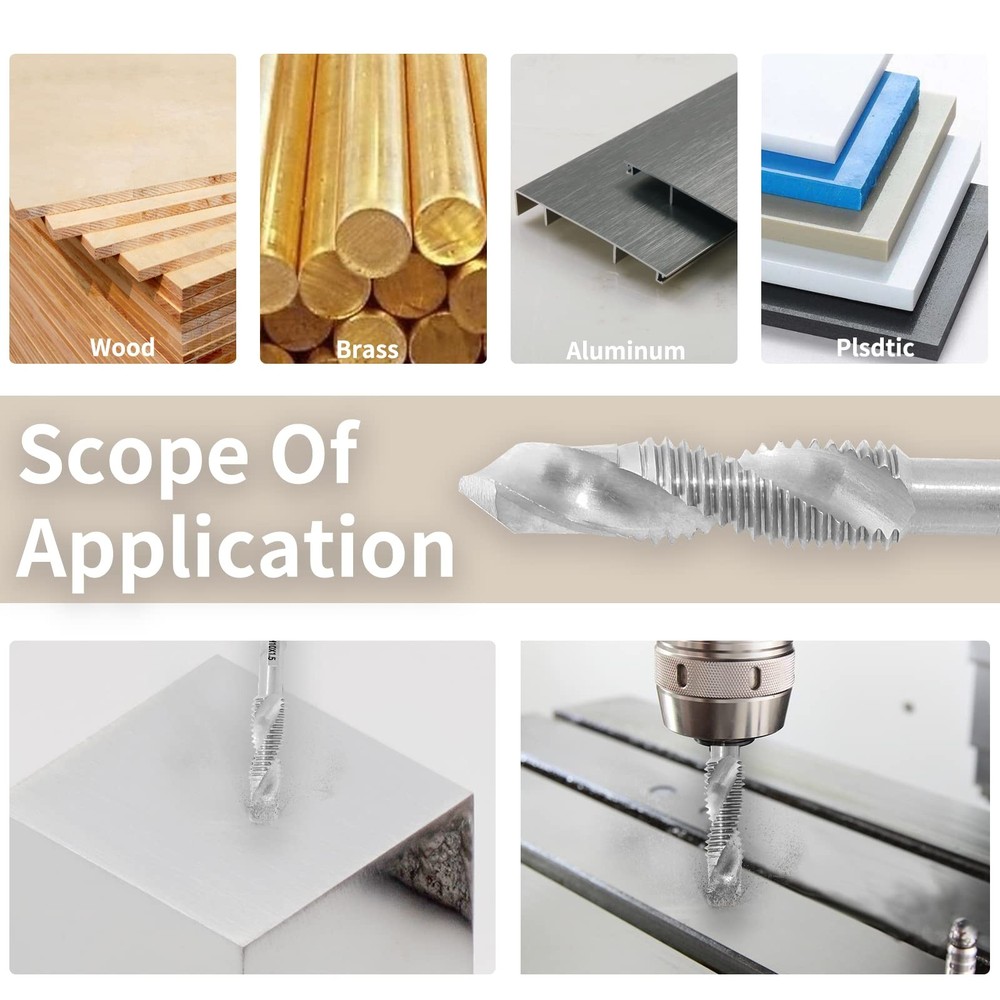 2 Pcs 6-32NC Combination Tap and Drill Bit, Multi Use Countersink Hex Bit, Si...