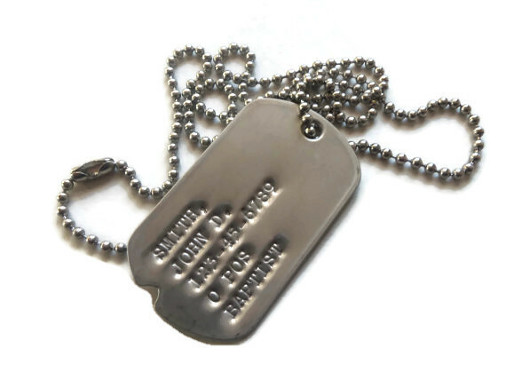Notched Military Issue GI Dog Tag Dogtag WWII Style Army Navy Air Force Marines