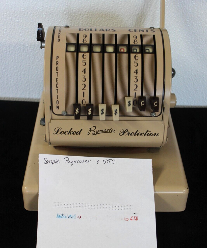 Vintage Paymaster X-550 Check Writer w/ Key