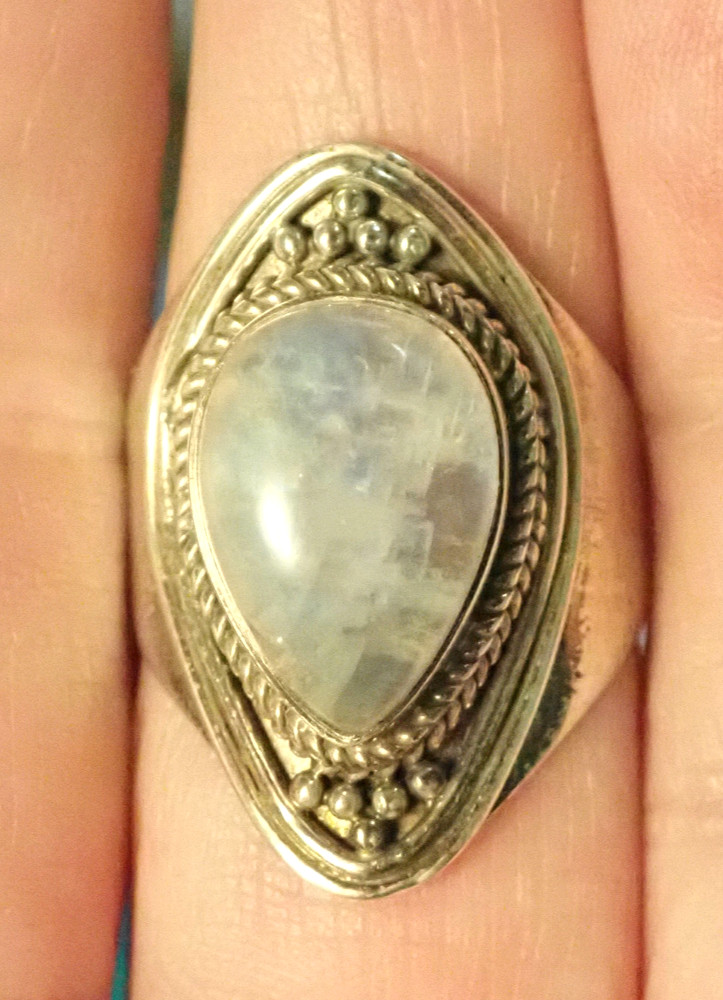 Rainbow Moonstone Sterling Silver Ring  sz.7