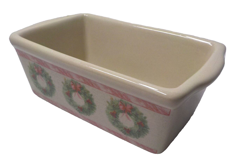 Nantucket Stoneware Ceramic Baking Dish  Loaf Pan Mini Bread Small