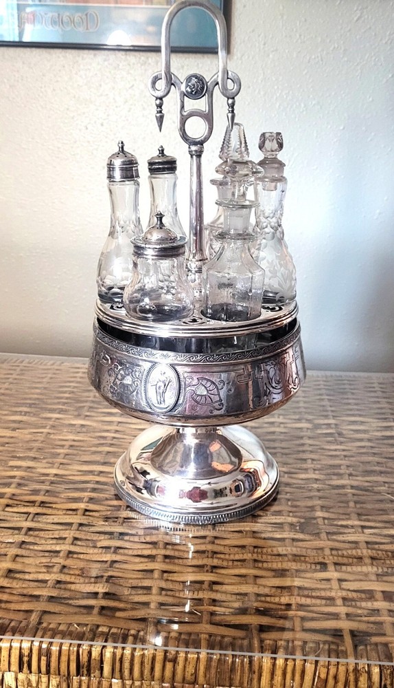 Victorian silver cruet set