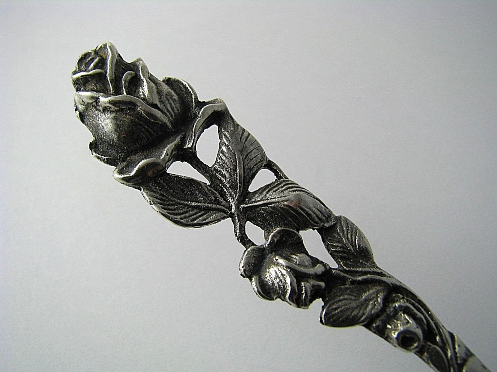 SOLID SILVER PIE SERVER CAKE SERVING 800Silver Rose Pattern Hazorfim Israel 1960