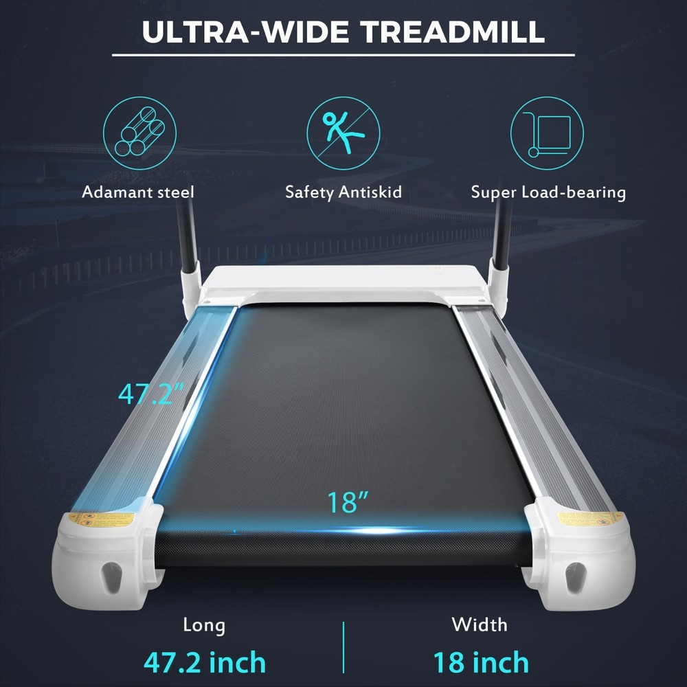 Folding Compact Treadmill 3.5HP Running Machine Adjustable Speed for Home Gym