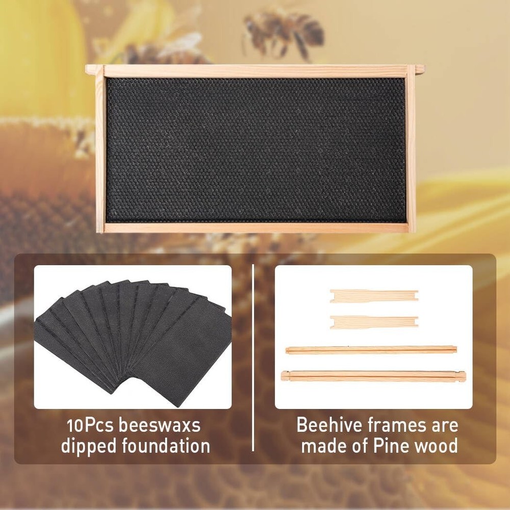 BEEINN 8 Frame Deep Beehive Box,Langstoth Deep Brood Bee Hive Box, Include Be...