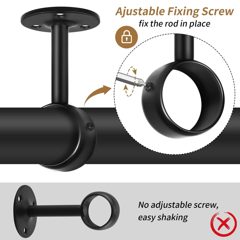 2 Pack Heavy Duty Ceiling Curtain Rod Brackets Holder Drapery Closet Rod Support