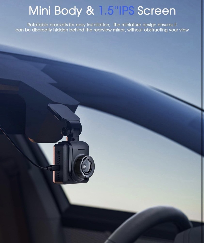 Dash Cam 2K, WiFi Dashcams with APP, External GPS, 1.5'' IPS Screen, Front Dash