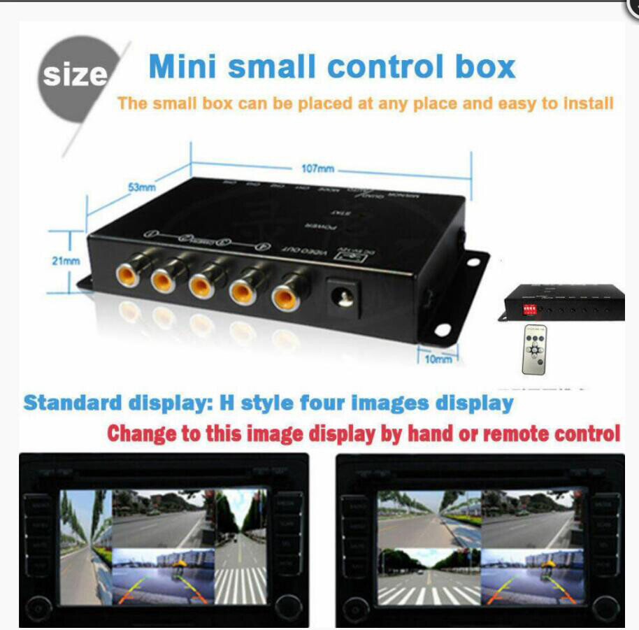 Car 4 Way camera 4 View Video Switch Parking Camera Split-Screen Image Control
