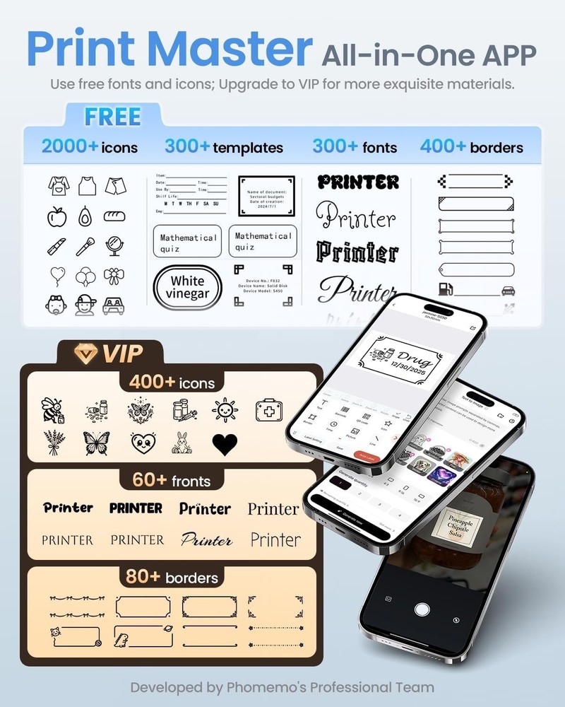 M108 2-Inch Bluetooth Label Maker - Portable Inkless Printer for All Projects