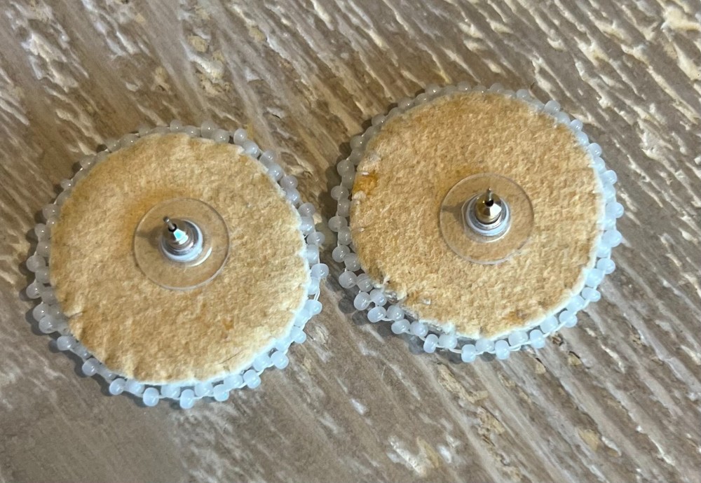 Southwest Handcrafted Seed Bead Leather Stud Earrings