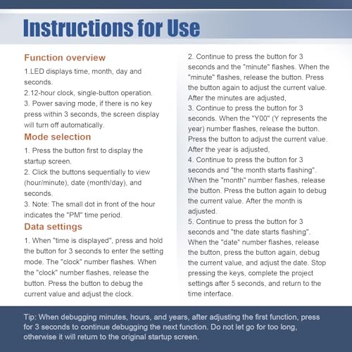 Digital Dashboard Car Clock, Touch-Sensitive Luminous LED High 1 PC Red